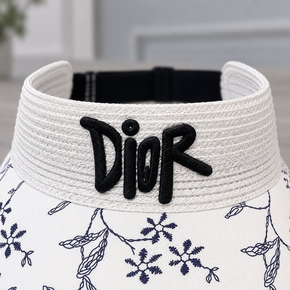 Dior White Floral Sun Visor - Picture 5 of 6